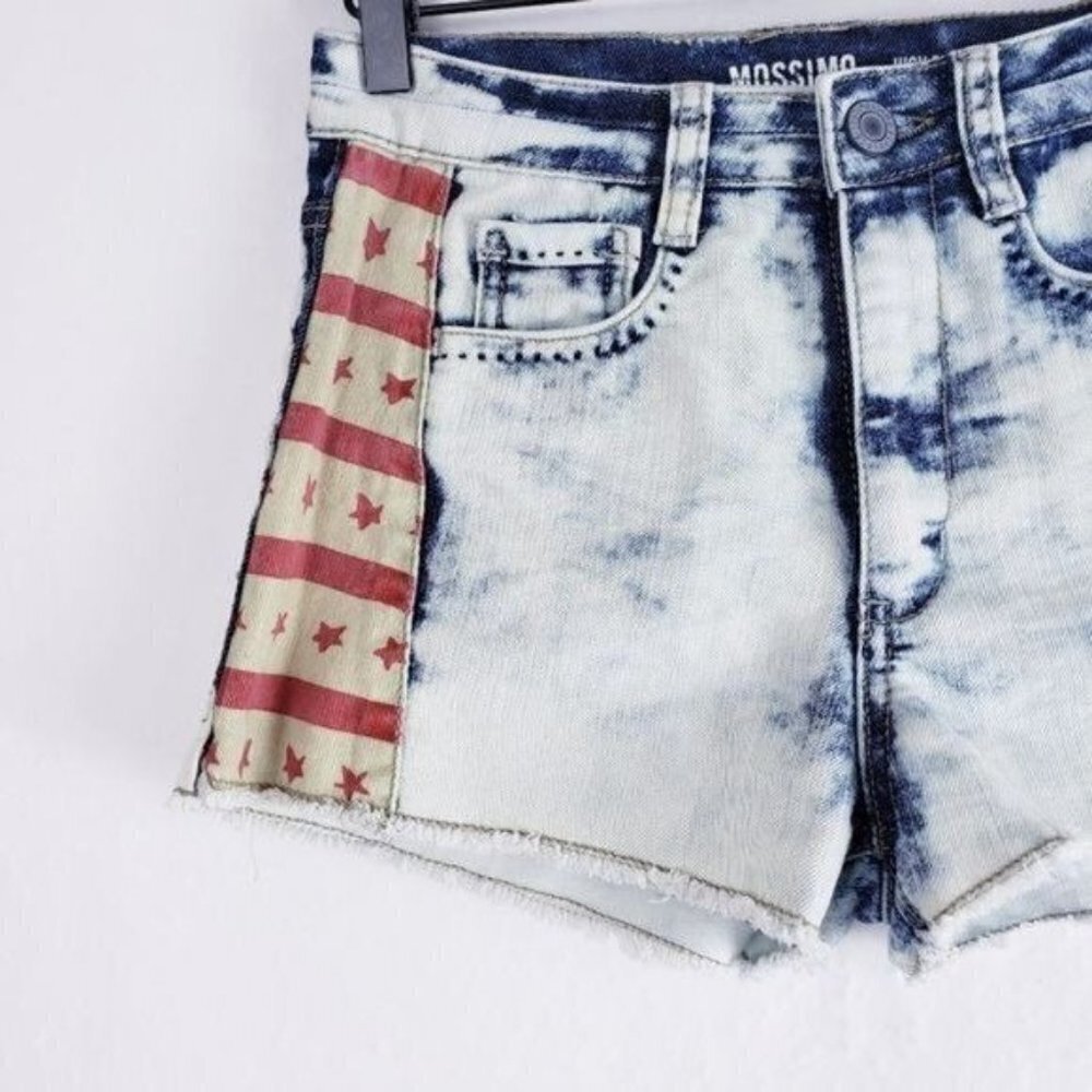 Mossimo‎ Supply High Rise Stars & Stripes Shorts Jean Shorts Patriotic Shorts - Picture 3 of 7